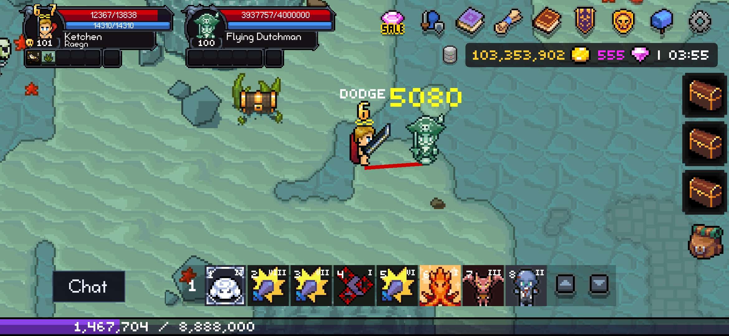 Boss combat on Android.